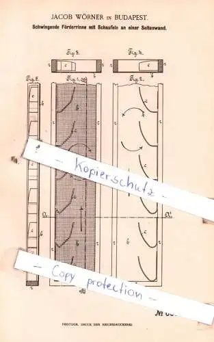 original Patent - Jacob Wörner in Budapest , 1892 , Hebezeuge !!!