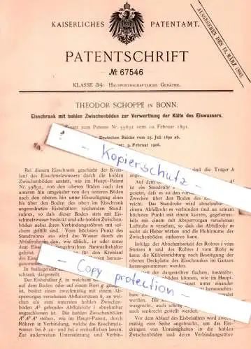 original Patent - Theodor Schoppe in Bonn , 1892 , Hauswirthschaftliche Geräthe !!!