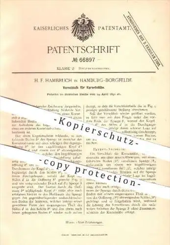 original Patent -  H. F. Hambruch , Hamburg - Borgfelde , 1892 , Verschluss für Korsettstäbe , Korsett , Schneider !!!