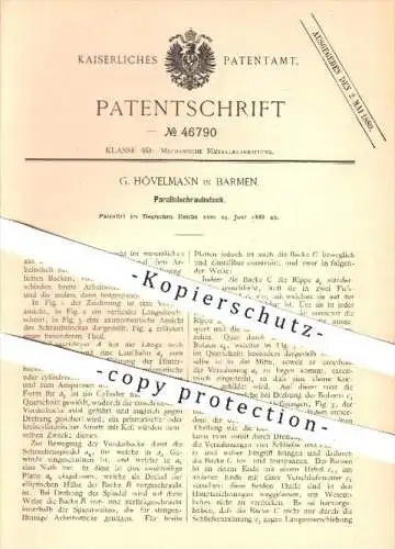 original Patent - G. Hövelmann , Barmen 1888 , Parallelschraubstock , Schraubstock , Werkzeug , Metall Metallbearbeitung