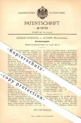 Original Patent - Richard Schilling in Altjahn bei Smetowo Graniczne , 1894 , Streichholz - Ausgeber , Zündhölzer !!!