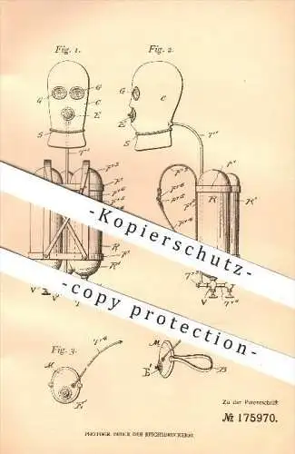 original Patent - A. Anson Sherman / C. E. Cahpin / Berkeley , Californien , 1904 , Rettung vor Gasen , Gas , Gasmaske !