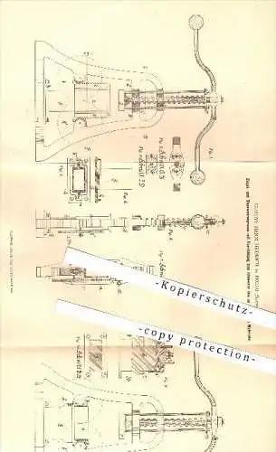 original Patent - Gustav H. Hedrich , Pegau , 1880 , Ziegelpresse u. Tonwarenpresse , Presse , Pressen , Ziegel , Ton !!