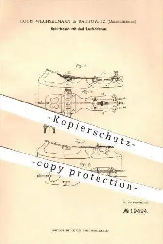 original Patent - Louis Wechselmann , Kattowitz , Oberschlesien , 1882 , Schlittschuh mit 3 Laufschienen , Schlittschuhe