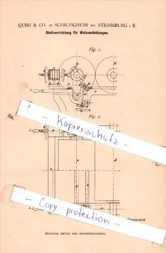 Original Patent -  Quiri & Co. in Schiltigheim bei Strassburg i. E.  , 1883 , Mühlen !!!