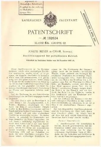 Original Patent - Joseph Meyer in Cham , 1905 , Destillierapparat , Alkohol , Brauerei , Destillation !!!