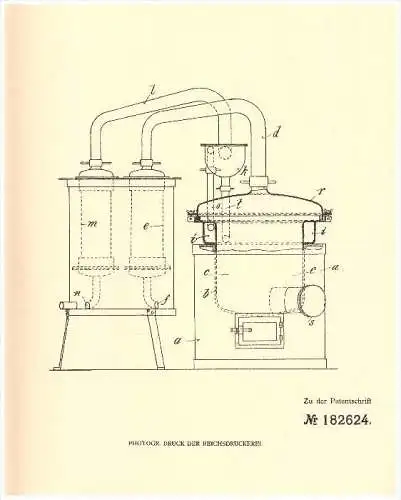 Original Patent - Joseph Meyer in Cham , 1905 , Destillierapparat , Alkohol , Brauerei , Destillation !!!