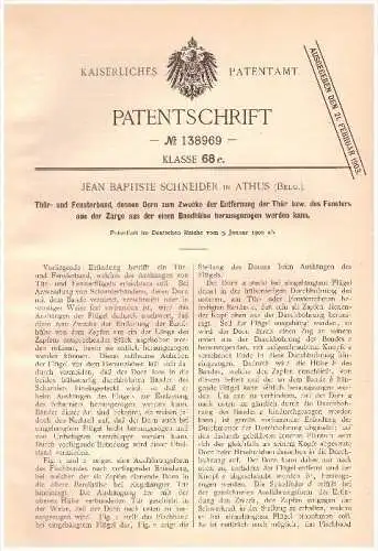 Original Patent - J.P. Schneider in Athus , 1902 , Fensterband , Fensterbau , Fenster !!!