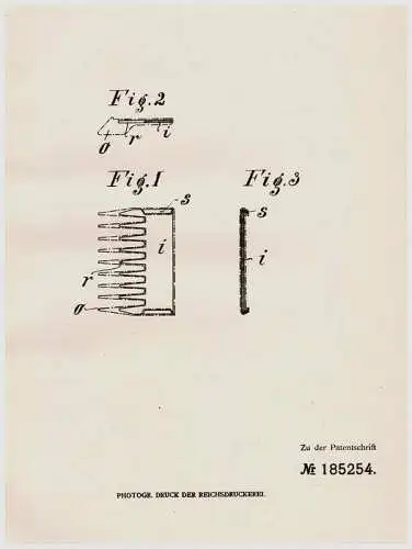 Original Patentschrift - Gebr. Engels in Nümmen - Gräfrath , 1905 , Kamm für Haarschneidescheeren , Friseur , Solingen !