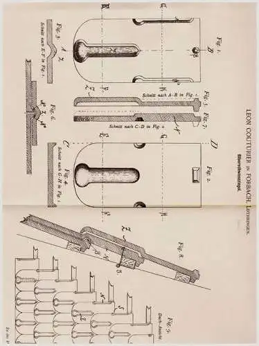 Original Patentschrift - Leon Couturier in Forbach / Moselle , 1901 , Queue de castor - briques, tuiles , toiture !!!