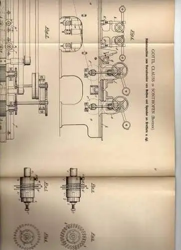 Original Patentschrift - G. Clauss in Sonthofen , 1901, Hobelmaschine , Tischlerei , Holz , Hobel !!!