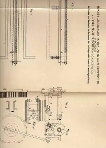 Original Patentschrift - P. Preschlin in Schladern a.Sieg, 1900 , Umsteuerung für Werkzeugmaschinen , Windeck !!!