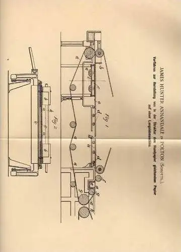 Original Patentschrift - J. Annandale in Polton , scotland , 1900 ,Production of paper  !!!