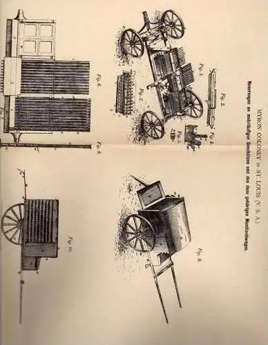 Original Patentschrift - mehrläufiges Geschütz , Kanone , 1879 ,M. Coloney in St. Louis , USA  !!!