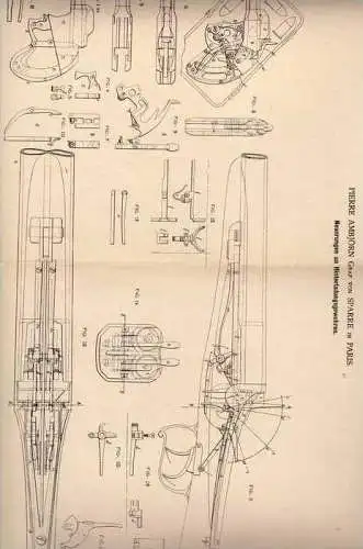 Original Patentschrift - P. Graf v. Sparre in Paris , 1880 , Gewehr , Pistole !!!