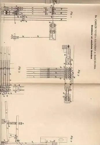 Original Patentschrift -   Dr. Navarro in Barcelona , 1899 , Klavier mit Streichband !!!