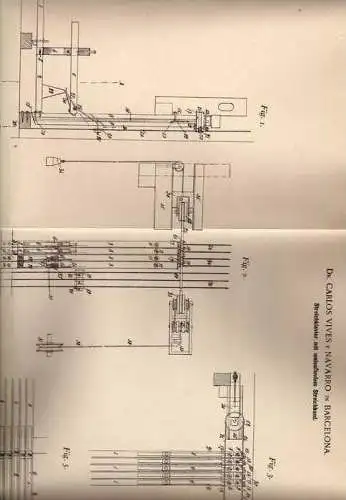 Original Patentschrift -   Dr. Navarro in Barcelona , 1899 , Klavier mit Streichband !!!