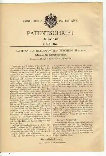 Original Patentschrift - Tattersall & Holdswoth in Enschede , 1901, Garnzuführung Nähmaschine !!!