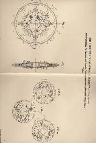 Original Patentschrift -  E.L. Nylander in Sundsvall , Schweden , 1900 ,  Antrieb für Fahrrad , bicycle !!!