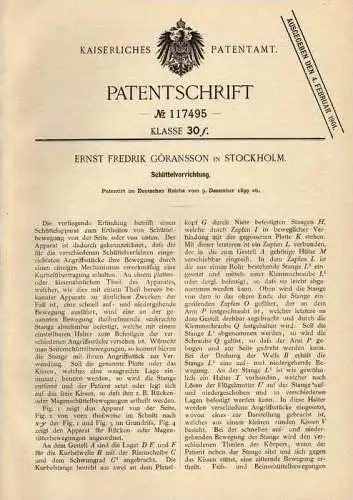 Original Patentschrift - E.F. Göransson in Stockholm , 1899 , Schüttelvorrichtung  !!!