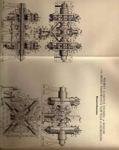 Original Patentschrift - Trussel u. Sawtelle in Boston / Leominster ,1900, Wasserkraftmaschine !!!