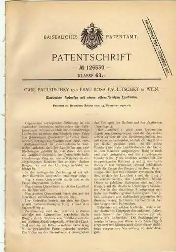 Original Patentschrift -  C. und R. Paulitschky in Wien , Reifen , Radreifen 1900 !!!