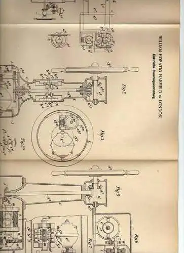 Original Patentschrift - W.H. Harfield in London , 1899 ,  Elektrische Steuerungsvorrichtung !!!