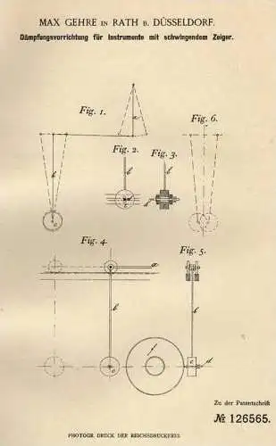 Original Patentschrift - Max Gehre in Rath b. Düsseldorf , Dämpfungsvorrichtung , 1901  !!!