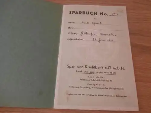 altes Sparbuch Falkensee , Befehl N°74 SMA , 1941 - 1946 , Anita Schmid in Falkensee , Sparkasse , Bank !!