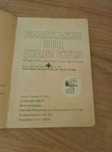 altes Sparbuch Köln , 1956-1959 , Oskar Bero Köln-Nippes, Sparkasse , Bank !!