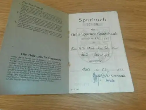 altes Sparbuch Weida , 1944-1946 , Walter Ulrich in Weida , Sparkasse , Bank !!