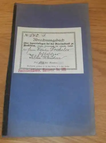 altes Sparbuch Klein Rhüden / Seesen , 1920-1923 , Gutsbesitzer Wilhelm Drechsler , Bockenem , Sparkasse , Bank !!