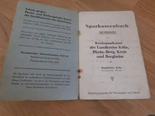 altes Sparbuch Köln , 1937 - 1947 , Maria Wehrmann geb. Keldenich in Köln Lindenthal , Sparkasse , Bank !!