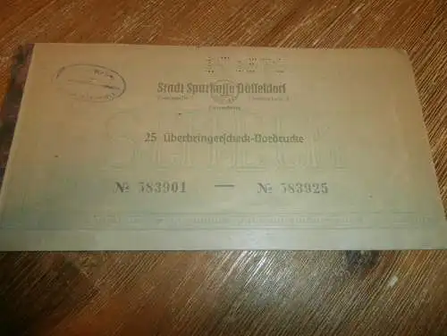 altes Scheckheft Sparkasse Düsseldorf, 1956 , Sparkasse , Bank !!
