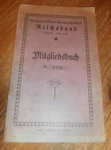 altes Mitgliedsbuch " Reichsbund" Kriegerheimstätten Baugenossenschaft Köln 1920 , Hubert Clever  !!!