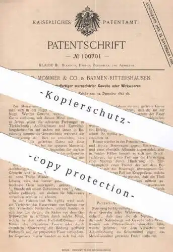 original Patent - Ferd. Mommer & Co. Barmen Rittershausen | 1897 | mehrfarbige mercerisierte Gewebe , Wirkwaren , Stoffe