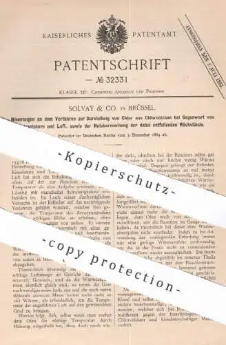 original Patent - Solvay & Co. , Brüssel , 1884 , Darstellung von Chlor aus Chlorcalcium | Chemie , Säure