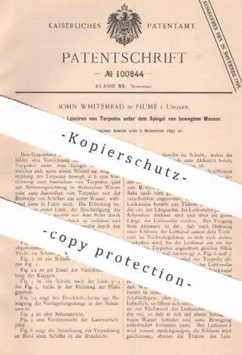 original Patent - John Whitehead , Fiume , Ungarn , 1897 , Lancieren von Torpedos unter Wasser | Torpedo