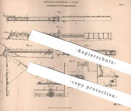 original Patent - Stéphane Drzewiecky , Paris , Frankreich , 1893 , Lancierapparat für Unterwassertorpedos | Torpedo