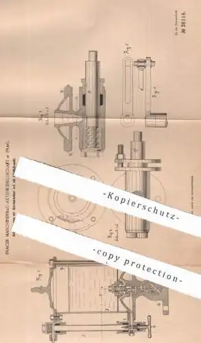 original Patent - Prager Maschinenbau AG , Prag , 1885 , Schmierpumpe mit Schraubkolben und Ventil | Pumpe , Pumpen