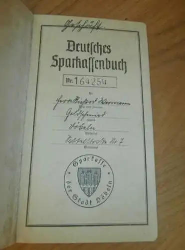 altes Sparbuch Döbeln , 1941 - 1944 , Richard Wermann , Goldschmied in Döbeln , Sparkasse , Bank !!!