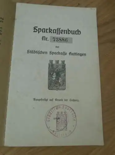 altes Sparbuch Hattingen , 1946 - 1948 , Hilde Steinhäuser Welper - Hüttenau b. Hattingen , Sparkasse , Bank !!!