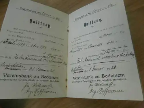 altes Sparbuch Klein Rhüden / Seesen , 1909 - 1920 , W. Drechsler in Klein Rhüden / Seesen , Bockenem , Sparkasse , Bank