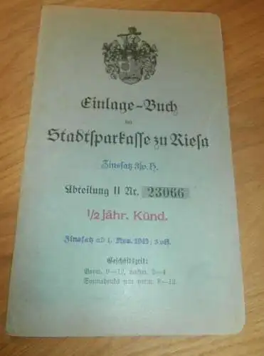 altes Sparbuch Riesa , 1936 - 1944 , Marianne Richter geb. Lönisch / Everding in Riesa , Sparkasse , Bank !!