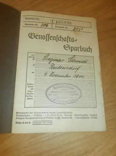 altes Sparbuch Ruttersdorf / Schöngleina , 1944 , Siegmar Schmidt in Ruttersdorf / Schöngleina , Sparkasse , Bank !!