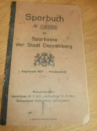 altes Sparbuch Dannenberg , 1935 - 1936 , Luise Gerke geb. Schulz in Dannenberg , Sparkasse , Bank !!