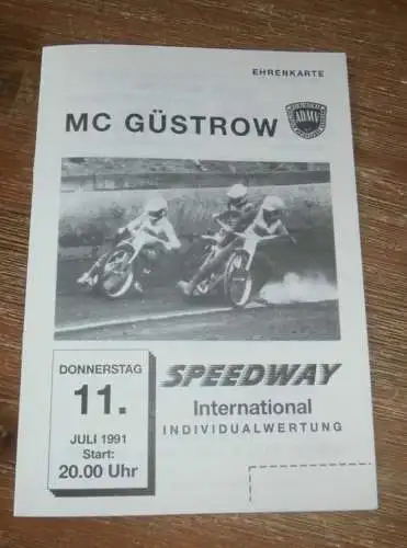 Speedway Güstrow 11.07.1991 , international , Programmheft , Programm , Rennprogramm !!!