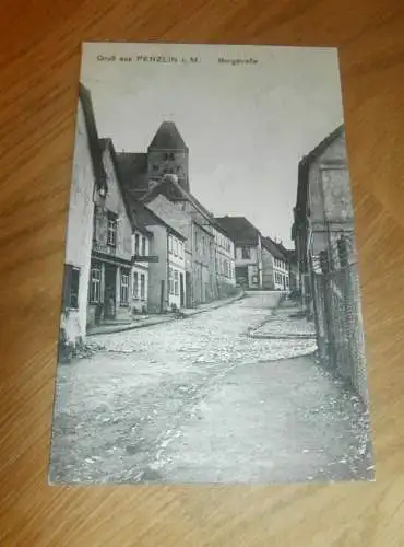 AK - Penzlin i. Mecklenburg , 1913 , Burgstraße , Ansichtskarte !!