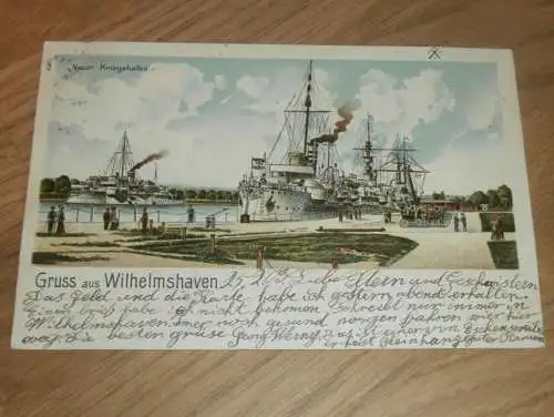 AK - Wilhelmshaven , 1903 , neuer Kriegshafen ,  Brunstatt , Ansichtskarte !!