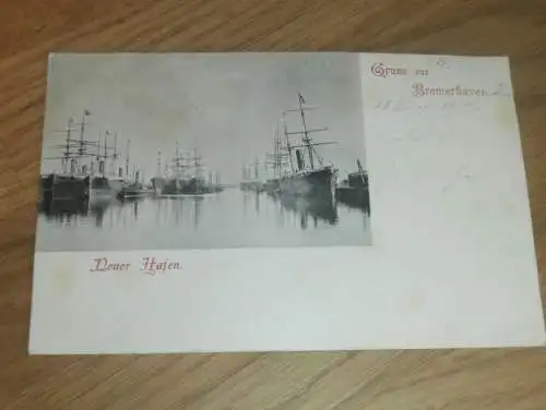 AK - Bremerhaven , 1899 , neuer Hafen , Marine , Schiffe , Ansichtskarte !!